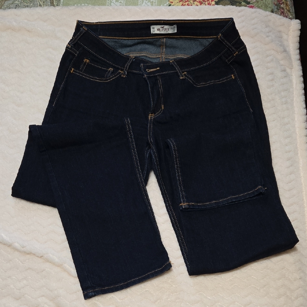 Hollister Women's Deep Indigo Straight Leg Jeans